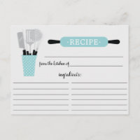 Turquoise Rolling Pin Kitchen Tools Recipcard