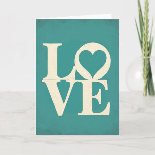 Turquoise Romantische Liefdeskaart Kaart