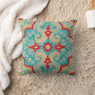 turquoise rood kussen