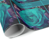 Turquoise Roos Flower gepersonaliseerd Cadeaupapier (Rol Hoek)