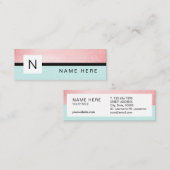 Turquoise Roos Gold Monogram Mini Visitekaartje (Voorkant / Achterkant)