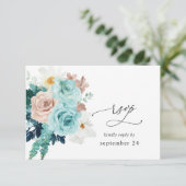 Turquoise & Rose Blush avec RSVP de repas (Debout devant)
