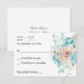 Turquoise & Rose Blush sans RSVP de repas 2 (Devant / Derrière)