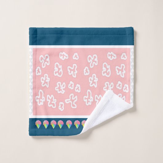 Turquoise + Rose + Crème glacée Cones Ensemble de (Gant de toilette)