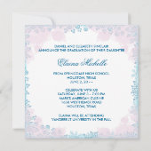 Turquoise rose floral photo Faire-part de graduati (Dos)