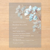 Turquoise Rose Gold Artistic Flowers  Invitation (Recto)
