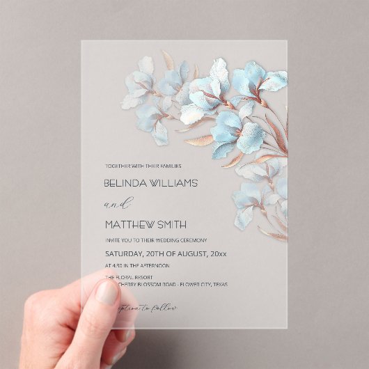 Turquoise Rose Gold Artistic Flowers  Invitation (In situ (ordinateur de poche))