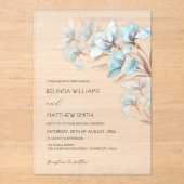 Turquoise Rose Gold Artistic Flowers  Invitation (Recto)