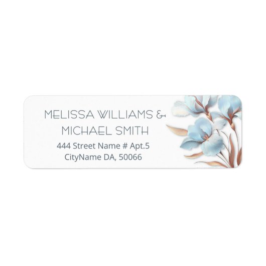 Turquoise Rose Gold Fleur | Étiquette de Mariage (Devant)