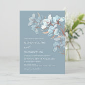 Turquoise Rose Or Artistic Fleurs Invitation (Debout devant)