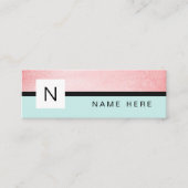 Turquoise Rose or Monogramme Mini Carte de visite (Devant)