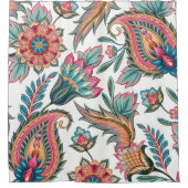 Turquoise, Rose Orange Paisley Rideau de douche Fl (Devant)