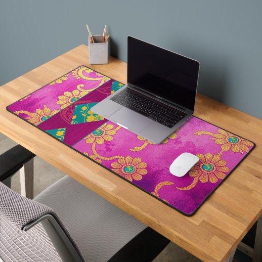 Turquoise rose ORIENTAL - Tapis de bureau, Pad de  (Bureau 2)