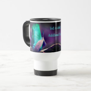 Turquoise Rosebud Floral Art gepersonaliseerd Reisbeker