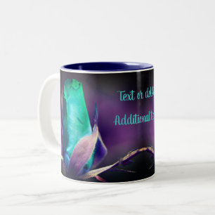 Turquoise Rosebud Floral Art gepersonaliseerd Tweekleurige Koffiemok