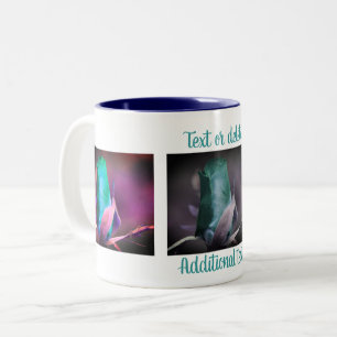 Turquoise Rosebud Flower Art gepersonaliseerd Tweekleurige Koffiemok