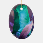 Turquoise Rosebud Flower Ornament (Achterkant)