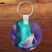 Turquoise Rosebud Flower Personalized Sleutelhanger (Voorkant)