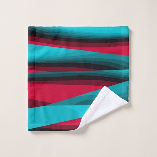 Turquoise-rouge Abstrait (Gant de toilette)