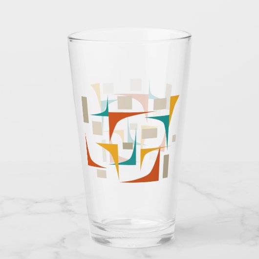 Turquoise rouge orange coins mi-siècle Retro verre (Devant)