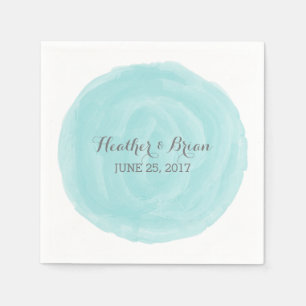 Turquoise Round Waterverf Paper Napkins Servet
