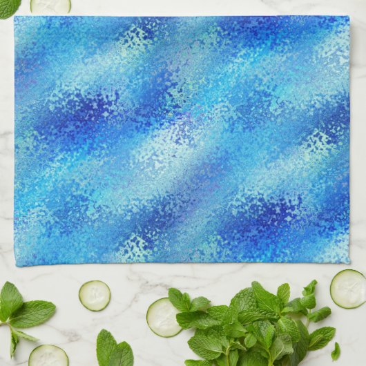 Turquoise & Royal Blue Artistic Abstract Texture Theedoek (Gevouwen)