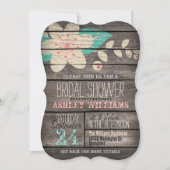 Turquoise Roze Bloem op Rustiek Hout Vrijgezellenf Kaart (Voorkant)