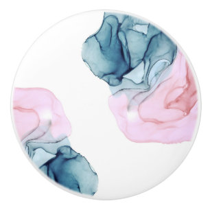 Turquoise & Roze Ethische Inkt Fantasie Trendy Gla Keramische Knop