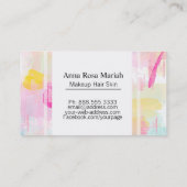 *~ Turquoise Roze Geel Abstract Pastel Modern Visitekaartje (Achterkant)