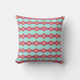 Turquoise Roze Geel Geometrisch Gestreept Kussen