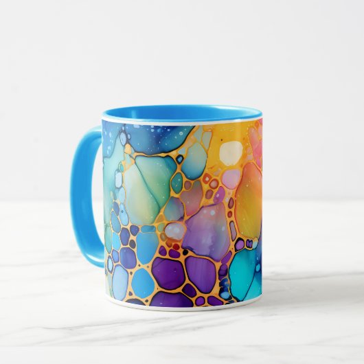 Turquoise roze perzik Paarse alcohol en inkt ontwe Mok (Voorkant links)