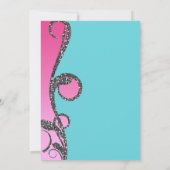 Turquoise & Roze Zilveren Glitter Draai Sweet 16 F Kaart (Achterkant)