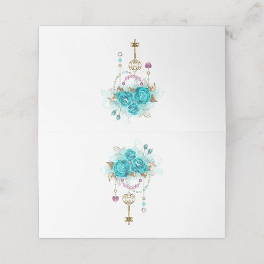 Turquoise-Rozen met Keys (Buitenkant ongevouwen)