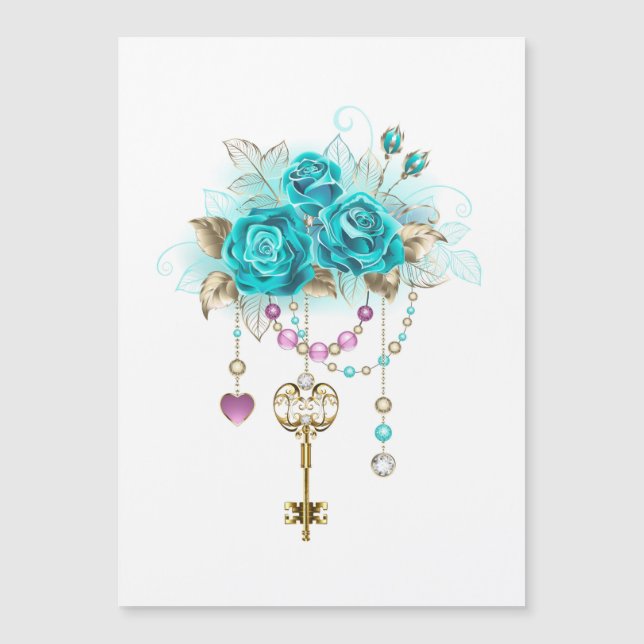 Turquoise-Rozen met Keys (Voorkant)