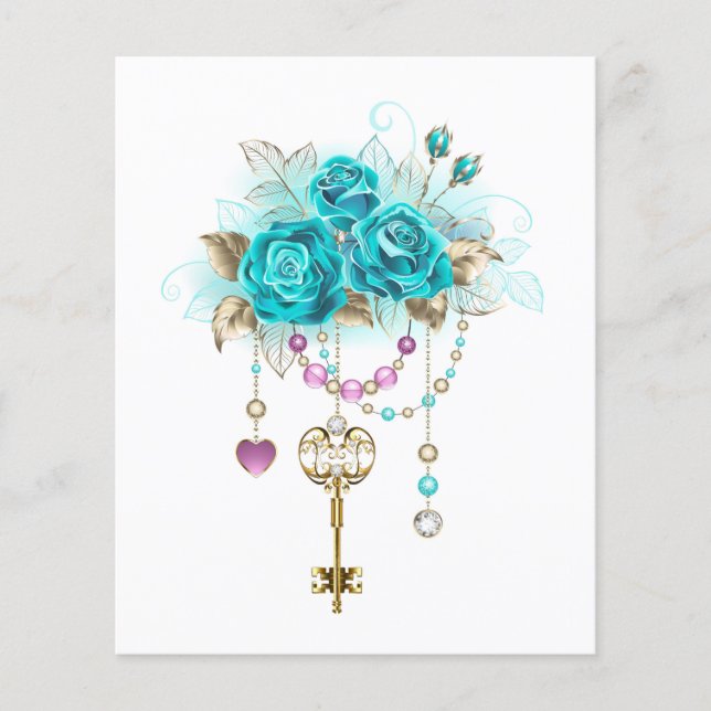 Turquoise-Rozen met Keys (Voorkant)