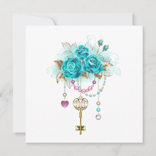 Turquoise-Rozen met Keys Aankondiging (Voorkant)