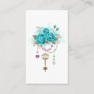 Turquoise-Rozen met Keys Advieskaart