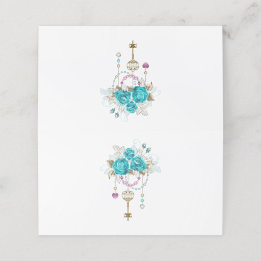 Turquoise-Rozen met Keys Afsprakenkaart (Buitenkant ongevouwen)
