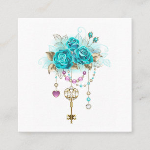 Turquoise-Rozen met Keys Afsprakenkaartje
