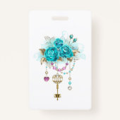 Turquoise-Rozen met Keys Badge (Voorkant)