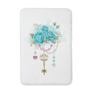 Turquoise-Rozen met Keys Badmat