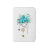 Turquoise-Rozen met Keys Badmat (Voorkant Verticaal)
