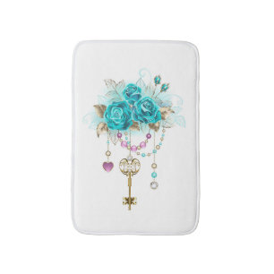 Turquoise-Rozen met Keys Badmat