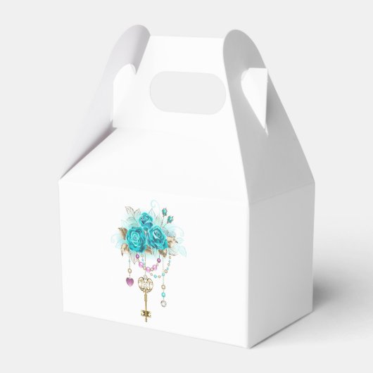 Turquoise-Rozen met Keys Bedankdoosjes (Voorkant Zijde)