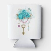 Turquoise-Rozen met Keys Blikjeskoeler (Achterkant)