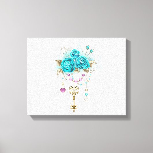 Turquoise-Rozen met Keys Canvas Afdruk (Voorkant)
