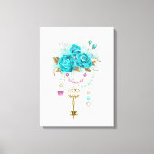 Turquoise-Rozen met Keys Canvas Afdruk (Voorkant)