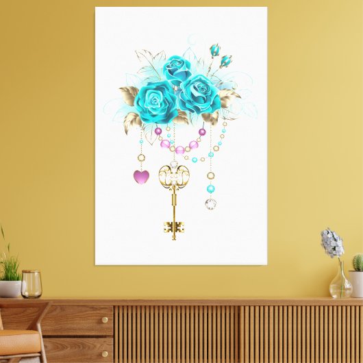 Turquoise-Rozen met Keys Canvas Afdruk (Insitu (Woonkamer))