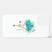 Turquoise-Rozen met Keys Case-Mate iPhone Case (Achterkant (horizontaal))
