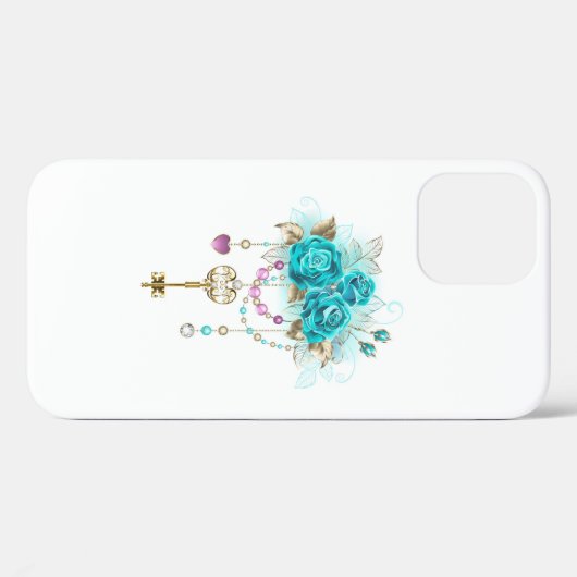 Turquoise-Rozen met Keys Case-Mate iPhone Case (Achterkant (horizontaal))